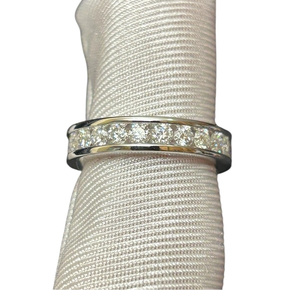 Moissanite S925 Ster. Silver 0.06ct 2.5mm Size 5 Channel Set Eternity Band Ring - Picture 3 of 8